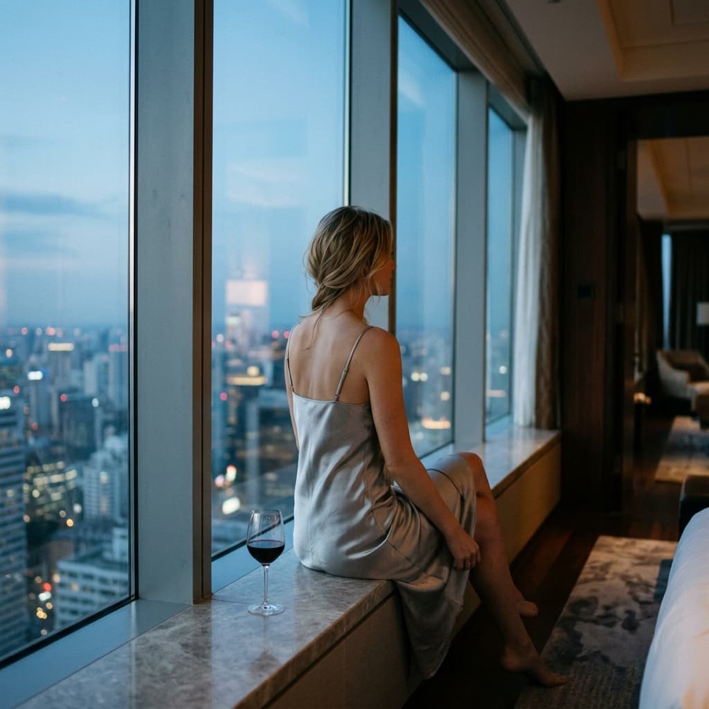 Luxury companion by city skyline window — Girls Bhubaneswar